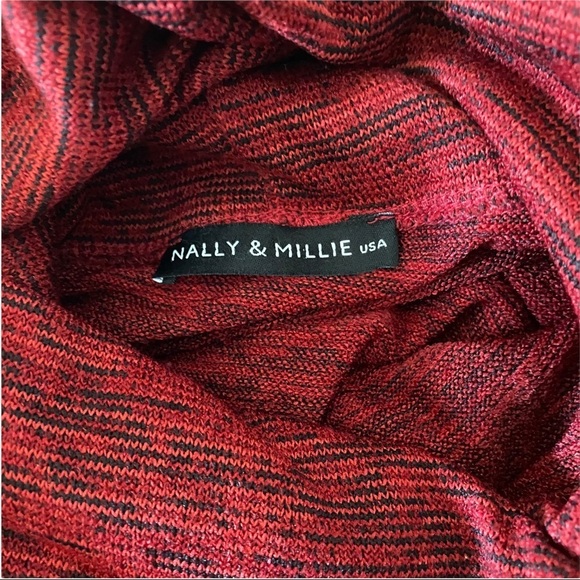 Nally & Millie Red Black Melange Cowl Neck Wrap XL - Picture 7 of 11